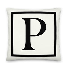 Letter P Border Monogram Decorative Throw Pillow Cushion, Pillow, $ 64.50, A Moment Of Now™