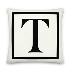 Letter T Border Monogram Decorative Throw Pillow Cushion, Pillow, $ 64.50, A Moment Of Now™