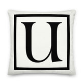 Letter U Border Monogram Decorative Throw Pillow Cushion, Pillow, $ 71.50, A Moment Of Now™
