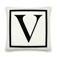 Letter V Border Monogram Decorative Throw Pillow Cushion, Pillow, $ 64.50, A Moment Of Now™