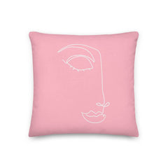 Linda Abstract Women Face Line Art Pink Decorative Throw Pillow Cushion, Pillow, $ 64.50, A Moment Of Now™