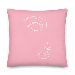 Linda Abstract Women Face Line Art Pink Decorative Throw Pillow Cushion, Pillow, $ 71.50, A Moment Of Now™