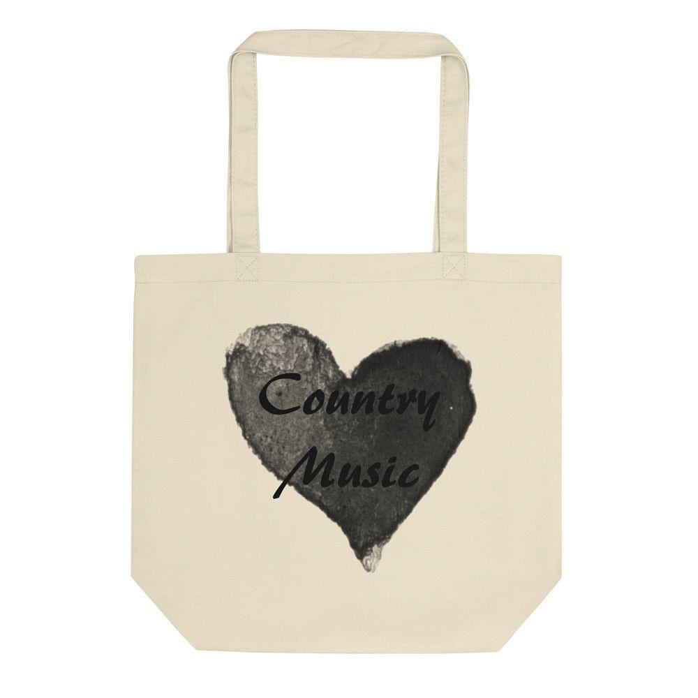 Love Country Music Black Eco Organic Cotton Tote Bag, Bags - Shopping bags, $ 32.90, A Moment Of Now™
