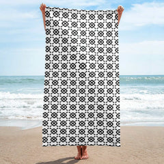 Minimal Club Pattern Black on White Beach Bath Towel, Towel, $ 42.50, A Moment Of Now™