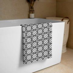 Minimal Club Pattern White on Dark Grey Beach Bath Towel, Towel, $ 42.50, A Moment Of Now™