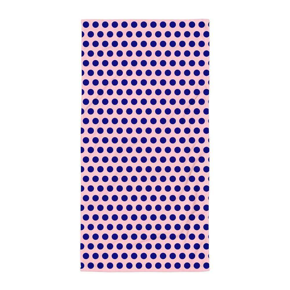 Navy Blue on Pink Polka Dots Beach Bath Towel, Towel, $ 42.95, A Moment Of Now™