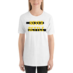 Never Settle Statement Short-Sleeve Unisex T-Shirt, Clothing T-shirts, $ 30.44, A Moment Of Now™