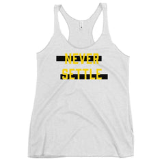 Never Settle Women's Racerback Tank | Motivational Workout Apparel, Tops, $ 30.74, A Moment Of Now™