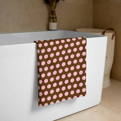 Pink on Brown Polka Dots Beach Bath Towel, Towel, $ 42.95, A Moment Of Now™