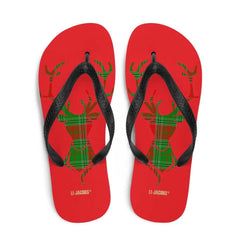 Printed Happy Christmas Plaid Buck Deer Flip-Flops, Flip Flops, $ 30.95, A Moment Of Now™