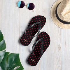 Red Heart On Black Flip-Flops, Flip Flops, $ 30.95, A Moment Of Now™
