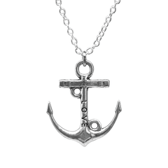 Silver Anchor Love Engraved Pendant with Stainless Steel Necklace, Necklace, $ 12.99, A Moment Of Now™