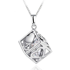 Silver Love & Heart Box With Crystal Necklace, Necklaces, $ 16.99, A Moment Of Now™