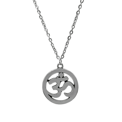 Silver OM Symbol Cut-out Zen Yoga Pendant Necklace, Necklaces, $ 16.99, A Moment Of Now™