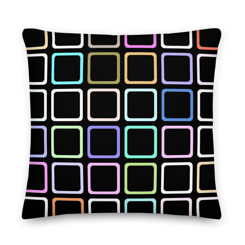Sofie Round Edge Square Black Pattern Mid Century Modern Minimal Style Premium Pillow, Pillow, $ 71.50, A Moment Of Now™