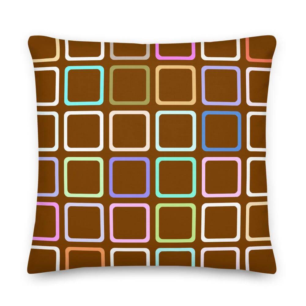 Sofie Square Brown Pattern Mid Century Modern Minimal Style Premium Decorative Throw Pillow Cushion, Pillow, $ 71.50, A Moment Of Now™