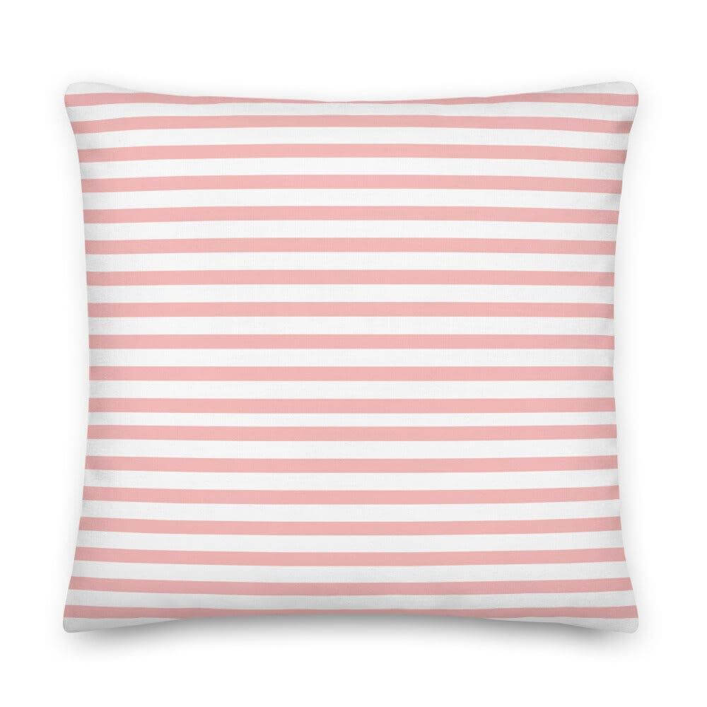 Pink Stripes On White Premium Pillow | Coastal Preppy Decor, Throw Pillows, $ 64.00, A Moment Of Now™