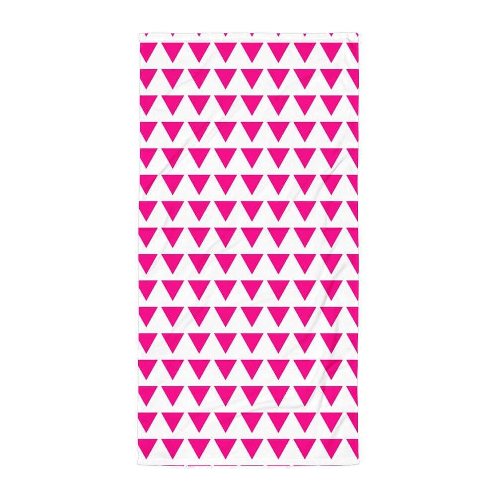 Triangle Pattern Bright Pink on White Beach Bath Towel, Towel, $ 42.95, A Moment Of Now™