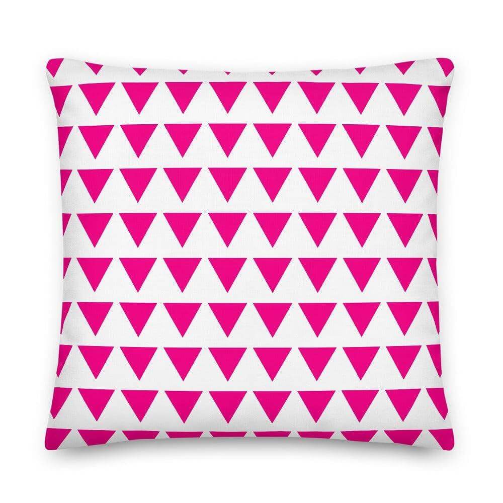 Triangle Pattern Bright Pink on White Premium Decorative Throw Pillow Cushion, Pillow, $ 71.50, A Moment Of Now™
