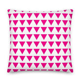 Triangle Pattern Bright Pink on White Premium Decorative Throw Pillow Cushion, Pillow, $ 71.50, A Moment Of Now™