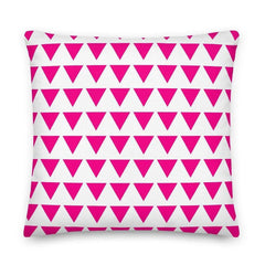Triangle Pattern Bright Pink on White Premium Decorative Throw Pillow Cushion, Pillow, $ 71.50, A Moment Of Now™