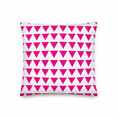 Triangle Pattern Bright Pink on White Premium Decorative Throw Pillow Cushion, Pillow, $ 64.50, A Moment Of Now™