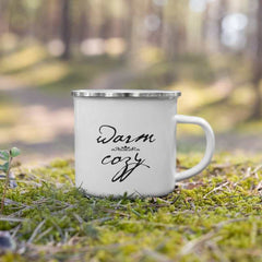 Warm & Cozy Hygge Lifestyle Enamel Coffee Tea Cup Mug - Black on White, Mug, $ 28.50, A Moment Of Now™