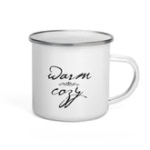 Warm & Cozy Hygge Lifestyle Enamel Coffee Tea Cup Mug - Black on White, Mug, $ 28.50, A Moment Of Now™