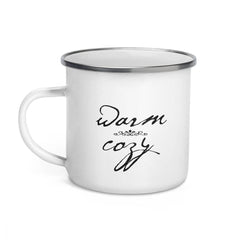 Warm & Cozy Hygge Lifestyle Enamel Coffee Tea Cup Mug - Black on White, Mug, $ 28.50, A Moment Of Now™