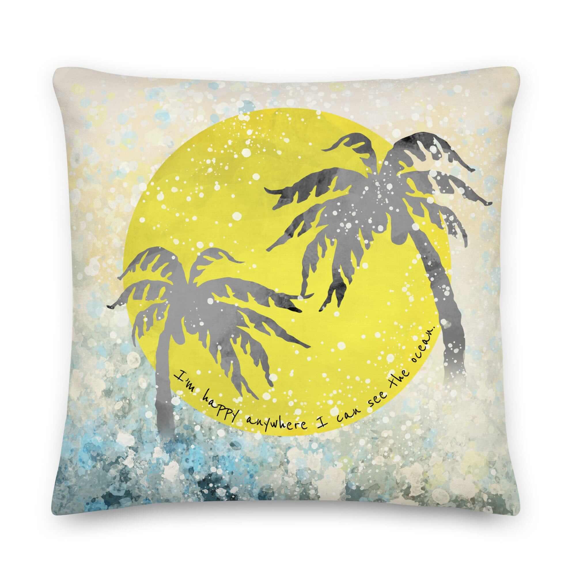 Watercolor Tropical Ocean Palm Tree Decorative Accent Throw Pillow Cushion, Throw Pillows, $ 65.00, A Moment Of Now™