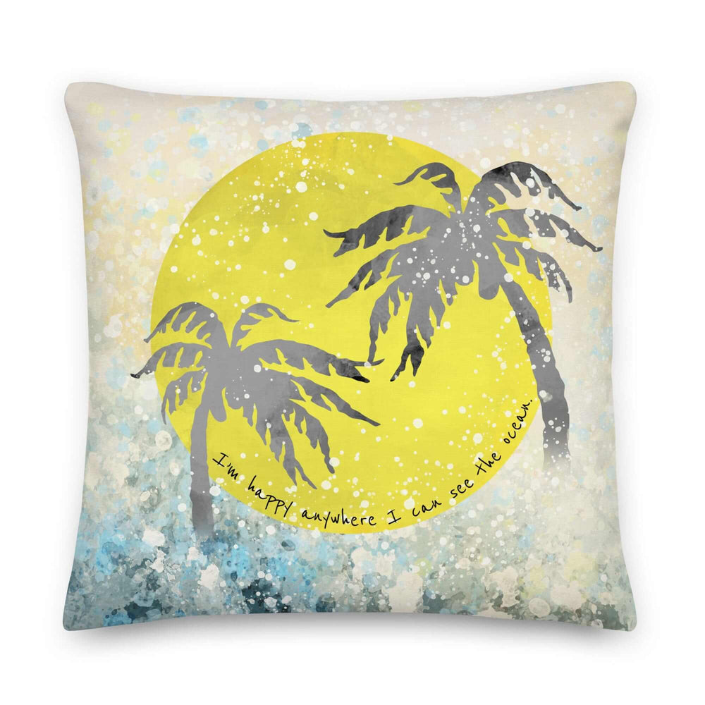 Watercolor Tropical Ocean Palm Tree Decorative Accent Throw Pillow Cushion, Throw Pillows, $ 65.00, A Moment Of Now™