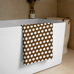 White on Brown Polka Dots Beach Bath Towel, Towel, $ 42.95, A Moment Of Now™