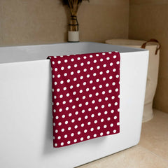 White on Burgundy Polka Dots Beach Bath Towel, Towel, $ 42.95, A Moment Of Now™
