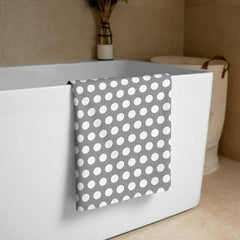 White on Grey Polka Dots Beach Bath Towel, Towel, $ 42.95, A Moment Of Now™