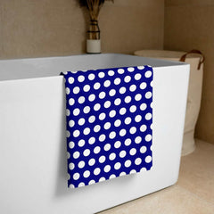 White on Navy Blue Polka Dots Beach Bath Towel, Towel, $ 42.95, A Moment Of Now™