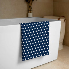 White on Oxford Blue Polka Dots Beach Bath Towel, Towel, $ 42.95, A Moment Of Now™