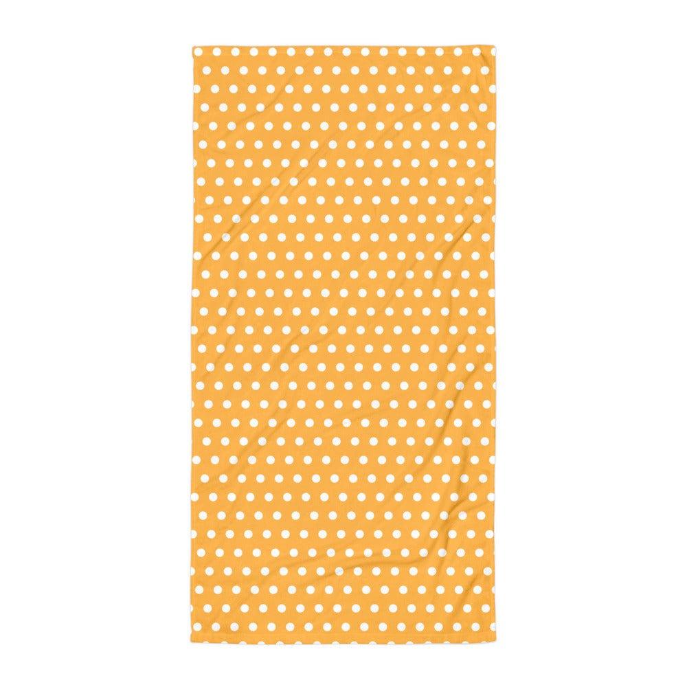 White on Pastel Orange Polka Dots Beach Bath Towel, Towel, $ 42.95, A Moment Of Now™
