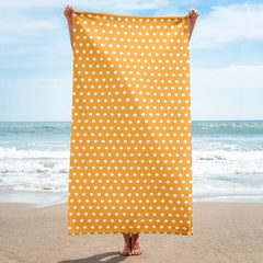 White on Pastel Orange Polka Dots Beach Bath Towel, Towel, $ 42.95, A Moment Of Now™