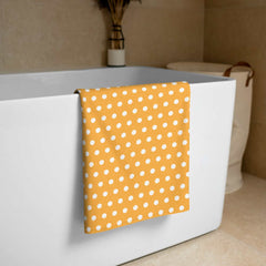 White on Pastel Orange Polka Dots Beach Bath Towel, Towel, $ 42.95, A Moment Of Now™