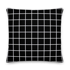 White Small Grid on Black Decorative Throw Pillow Cushion, Pillow, $ 71.50, A Moment Of Now™