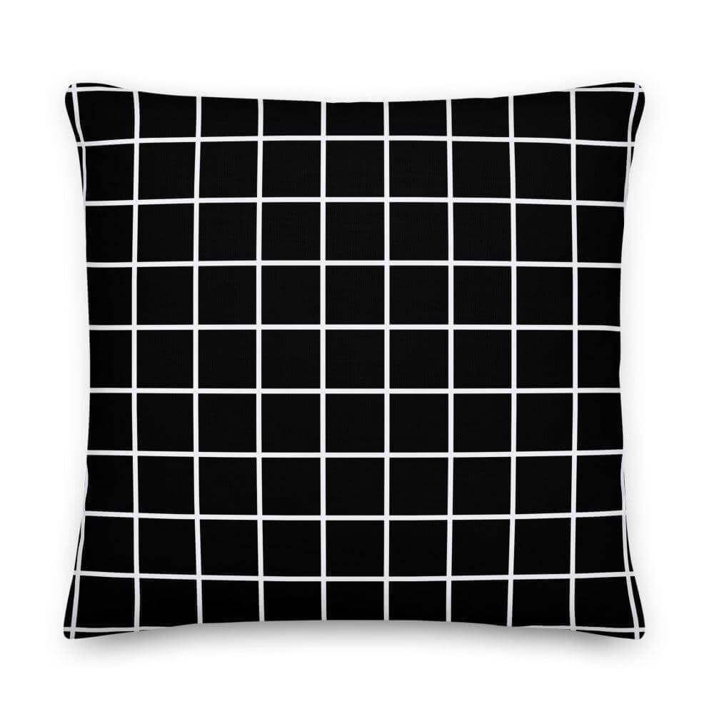White Small Grid on Black Decorative Throw Pillow Cushion, Pillow, $ 64.50, A Moment Of Now™