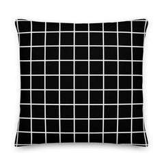 White Small Grid on Black Decorative Throw Pillow Cushion, Pillow, $ 64.50, A Moment Of Now™