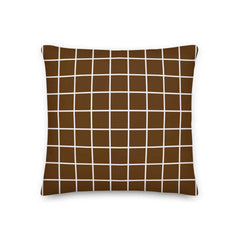 White Small Grid on Brown Decorative Throw Pillow Cushion, Pillow, $ 64.50, A Moment Of Now™
