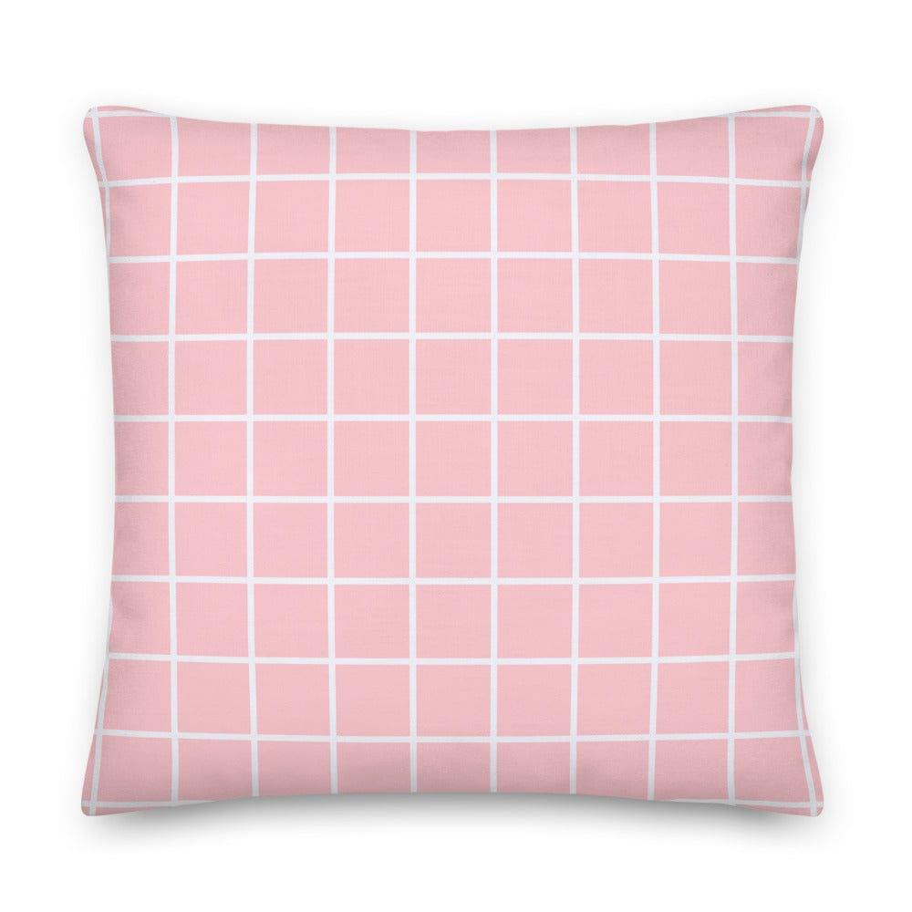 White Small Grid on Pink Decorative Throw Pillow Cushion, Pillow, $ 71.50, A Moment Of Now™