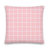 White Small Grid on Pink Decorative Throw Pillow Cushion, Pillow, $ 71.50, A Moment Of Now™