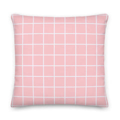 White Small Grid on Pink Decorative Throw Pillow Cushion, Pillow, $ 64.50, A Moment Of Now™