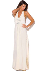 Ivory Halter Empire Waist Party Evening Maxi Dress, Dresses, $ 29.99, A Moment Of Now™