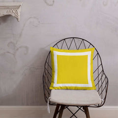 Yellow Cushion with White Border Decorative Accent Throw Pillow Cushion, Throw Pillows, $ 49.50, A Moment Of Now™