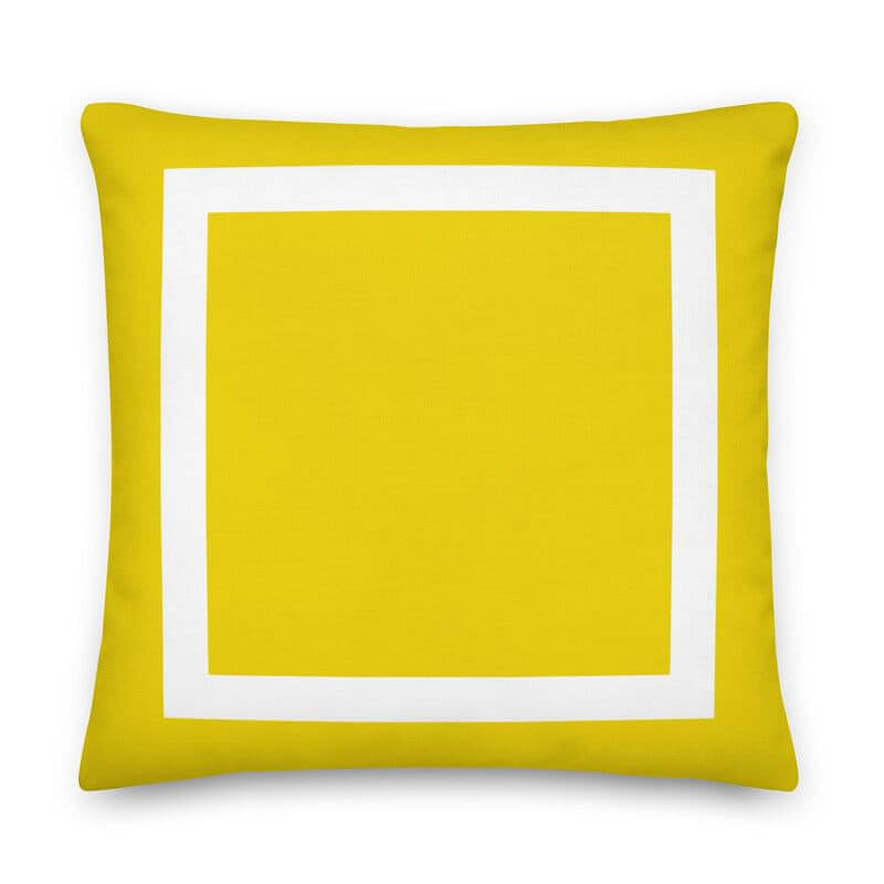 Yellow Cushion with White Border Decorative Accent Throw Pillow Cushion, Throw Pillows, $ 54.50, A Moment Of Now™