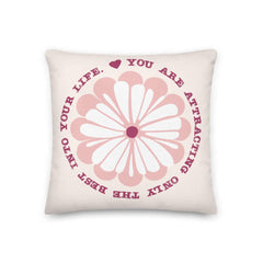 You Are Attracting Only The Best Into Your Life Inspirational Quote Law Of Attraction Lifestyle Premium Decorative Throw Pillow Cushion, Pillow, $ 64.50, A Moment Of Now™